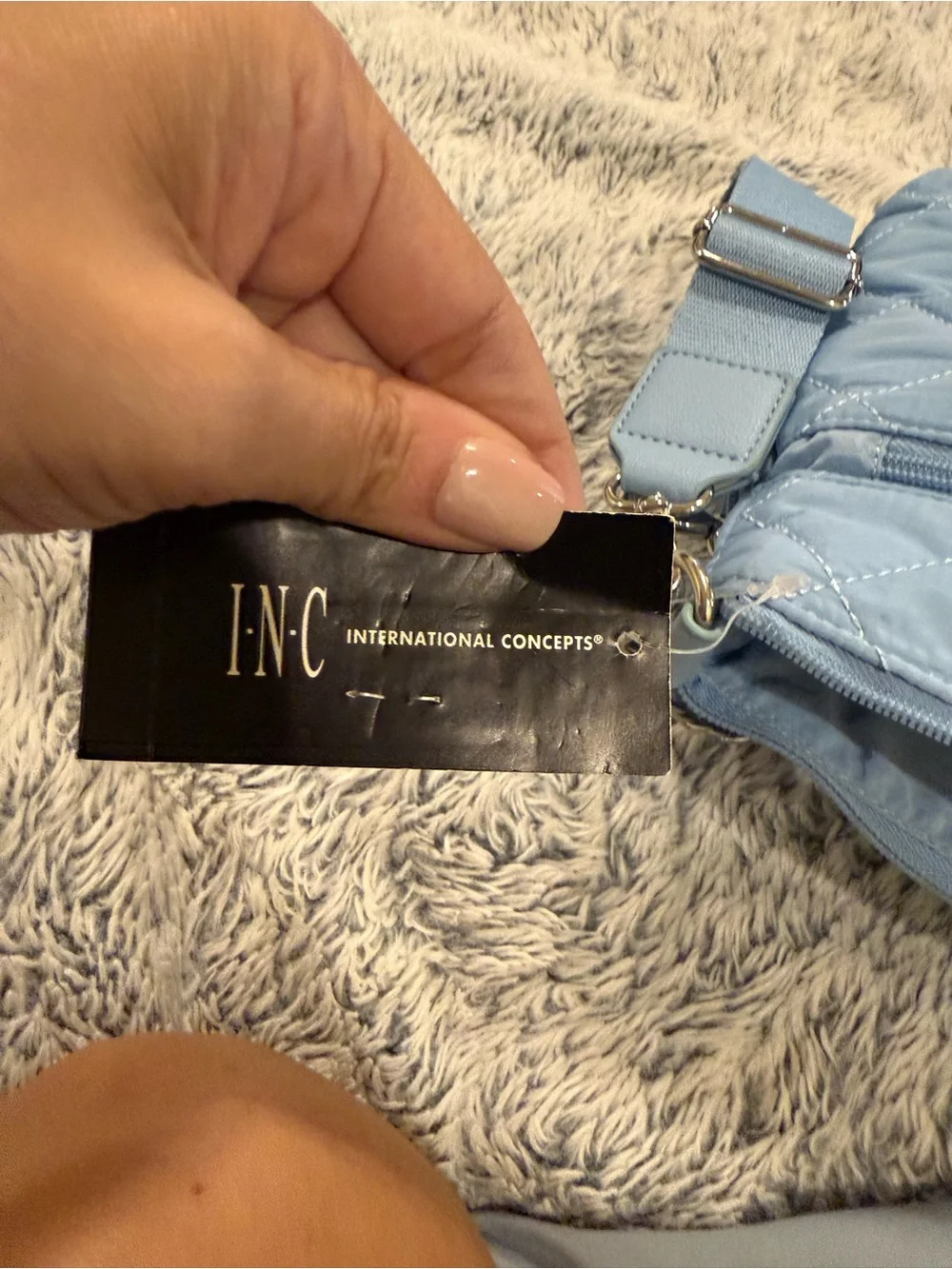NWT INC International Concepts Quilted Light Blue Crossbody with Gold Chain